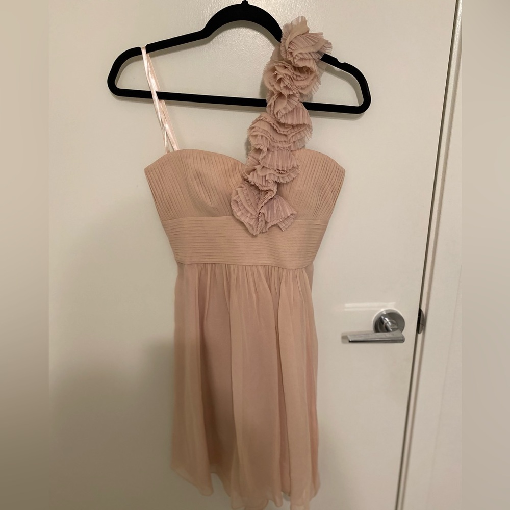 BCBGMAXAZRIA silk light pink asymmetrical dress